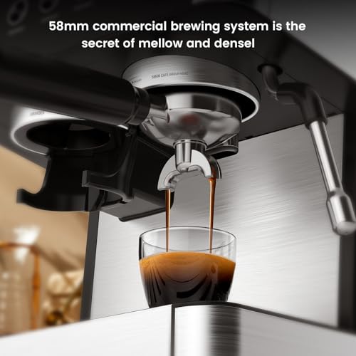 2026 Upgrade) Espresso Machine with Grinder, Expresso Coffee Machines with Built-in Anti-Clog Coffee Grinder/Milk Steam Wand/Frother, Expresso Machines for Home Perfect Cappuccino & Latte-Gloss Black