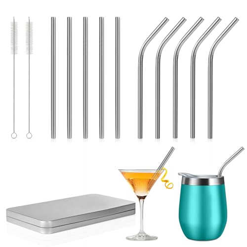 10 Pcs] 6 Inch Metal Drinking Straws