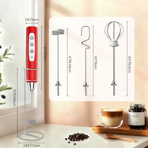 Milk Frother Handheld Rechargeable with Stand