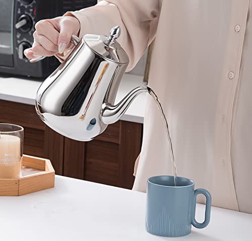 Stainless Steel Teapot with strainer Tea Pot With Removable Infuser or filter for Loose Leaf and Tea Bags cold water Pitcher Tea Maker Dishwasher Safe