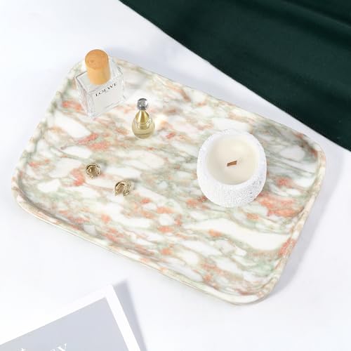 Marble Tray 12"x8" Marble Vanity Tray for Countertop Bathroom Kitchen Dresser