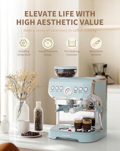 Espresso Machine with Grinder and Steam Wand