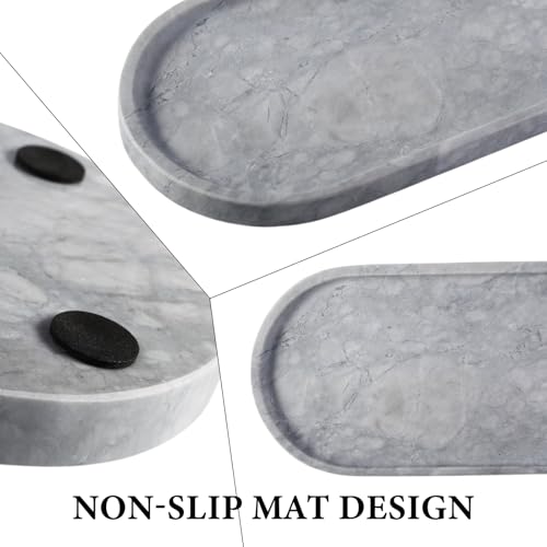Grey Marble Tray for Bathroom Countertop