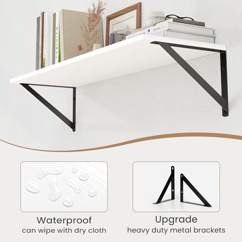 White Deep Floating Shelves for Wall (2 Count)