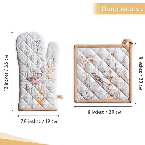 100% Cotton Oven Mitt & Pot Holder Set
