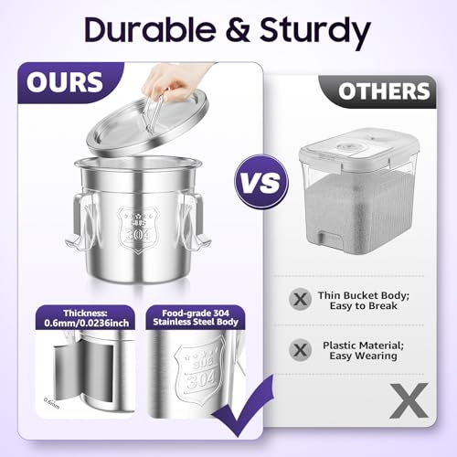 304 Stainless Steel Container 12L Airtight Food Storage Container with Lids & Locking Clips Stainless Steel Bucket for Kitchen