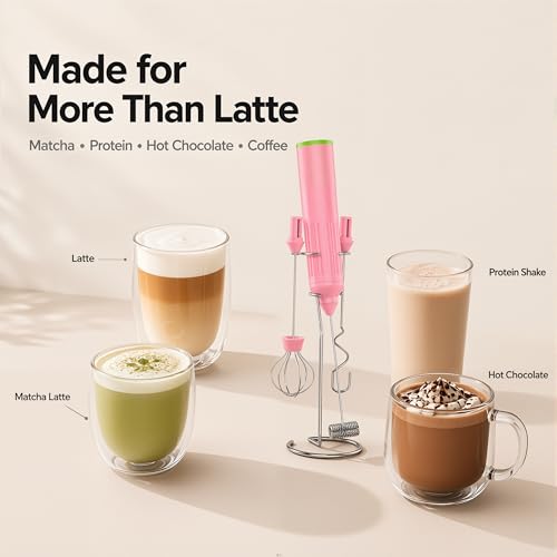 Milk Frother Handheld with 3 Stainless Steel Whisks