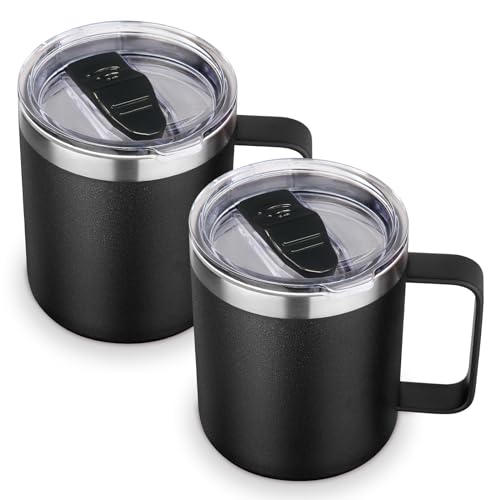 14oz Insulated Stainless Steel Coffee Mug with Lid Bulk 2 Pack (2 Count)
