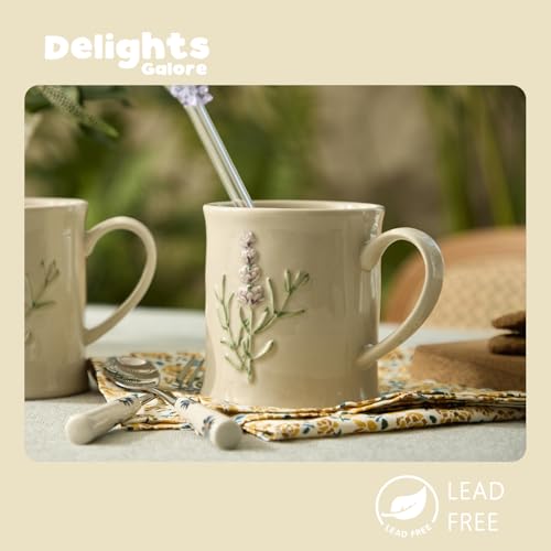 Artisanal Handcrafted Ceramic Mug with Sage Botanical Design