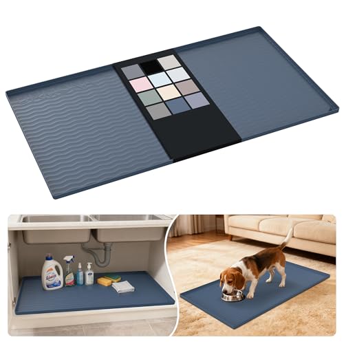 Waterproof Silicone Under Sink Mat 40'' x 22'' Shelf Liner for Kitchen and Bathroom