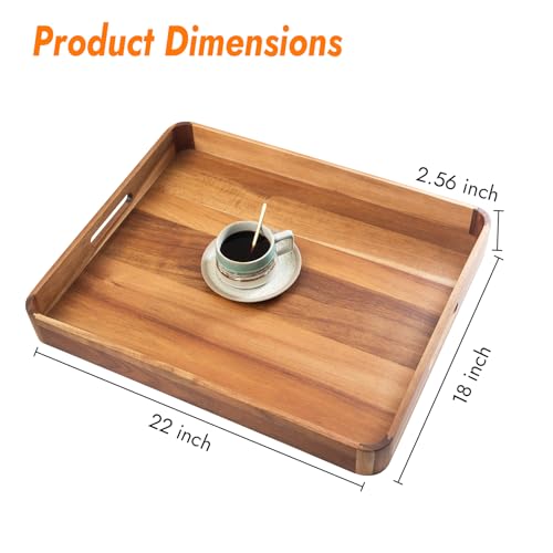 Large Ottoman Tray Wooden Serving Tray with Handles
