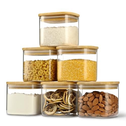22oz/0.7Qt/650ml Square Glass Storage Containers with Lids 6-Pack (6 Count)