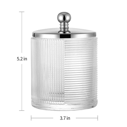 Clear Transparent Apothecary Ribbed Geometric Etched Glass Jar W