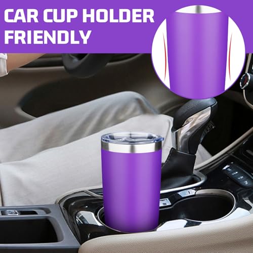 20oz Tumbler with Lid Double Wall Vacuum Insulated Travel Coffee Mug Stainless Steel Thermal Cup Powder Coated Sturdy Coffee Tumbler Bulk for Hot and Cold Beverage (6 Count)