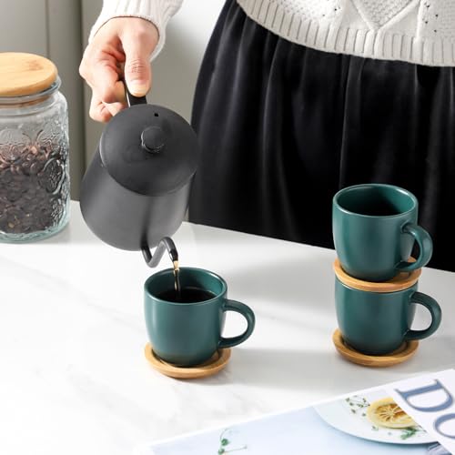 Stackable Porcelain Mini Espresso Cups and Saucers Set of 6