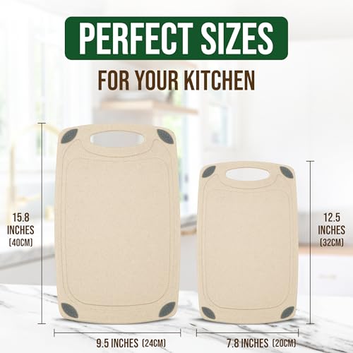 2 Piece Reversible Cutting Board Set Made with Natural Wheat Straw Fiber (2 Count)