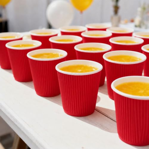 Ripple Wall Coffee Cups 500 Count 8 Ounce Insulated Red Paper Cups