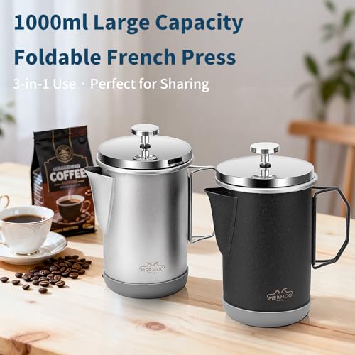 32oz Camping French Press Foldable Handle Stainless Steel