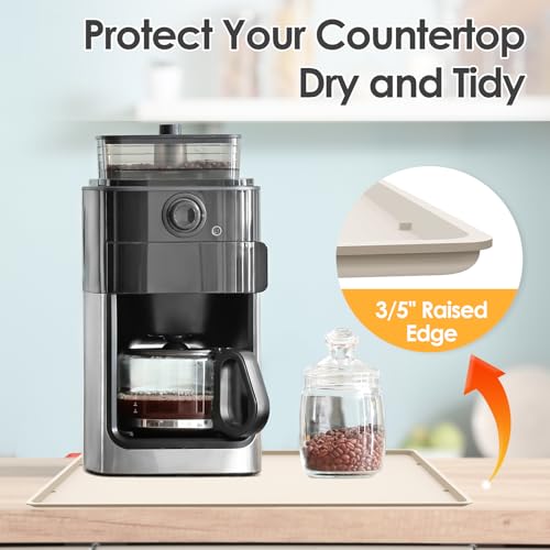 Silicone Coffee Maker Mat with Lip for Countertops