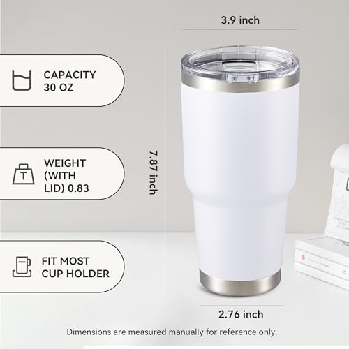 30 oz Tumbler with Lid Stainless Steel Tumblers Bulk (4 Count)