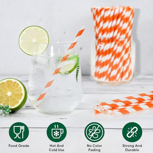 5.75 inch Orange Paper Cocktail Straws (500 Count)
