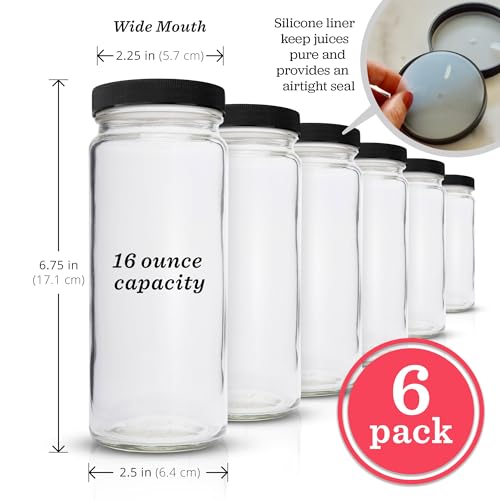 Clear Glass Water Bottles Set (6 Count)