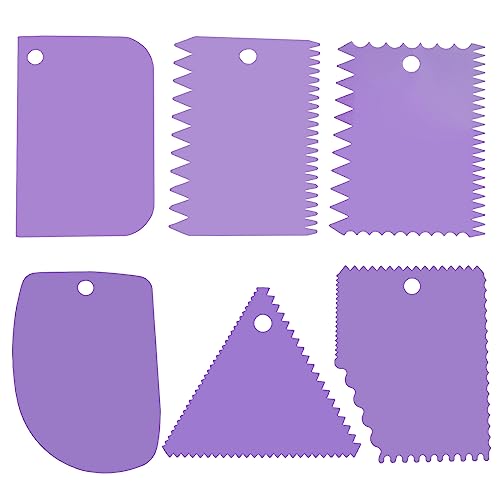 6pcs Cake Scraper Decorating Comb and Icing Smoother Reusable Bread Cream Pizza Cutter (6 Count)