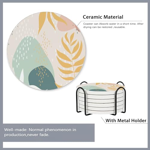 Drink Coasters Set of 6 with Holder