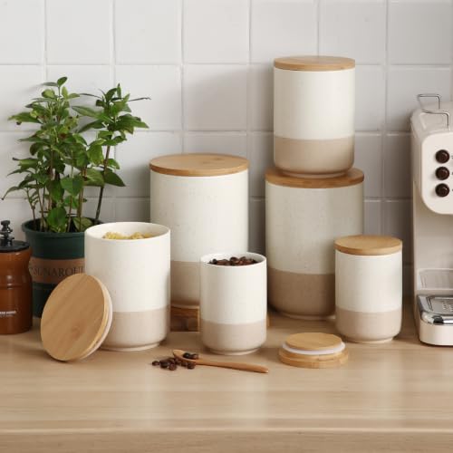 Sabine Large Ceramic Canister with Airtight Wood Lid