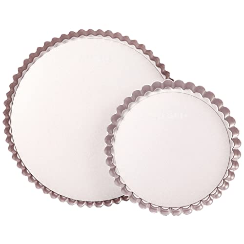 Tart Pan Set 7" and 9" Round Pie Pan with Removable Loose Bottom