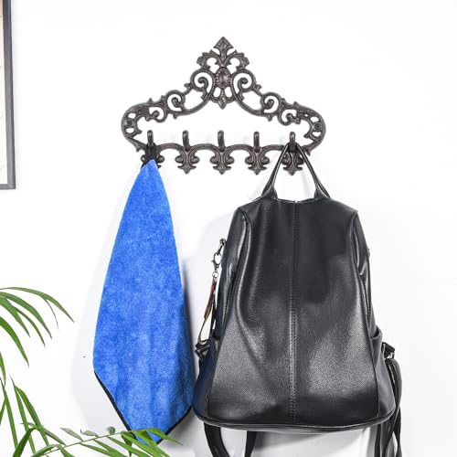 Cast Iron Rustic Coat Hook Hanger with 5 Hooks
