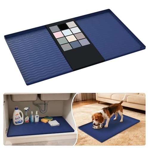 Waterproof Silicone Under Sink Mat 31'' x 19'' Shelf Liner for Kitchen and Bathroom