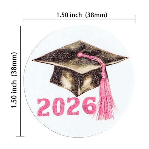 48Pcs Edible 2026 Graduation Cap Cupcake Toppers Wafer Paper Class of 2026 Grad Cap Cupcake Picks for 2026 Graduation Theme Party Cake Decorations Supplies Pink (48 Count)
