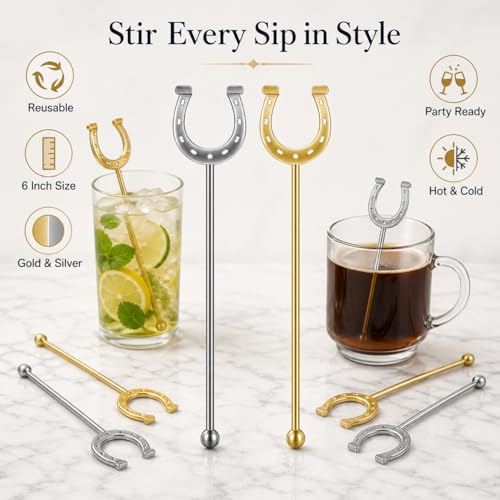 Horseshoe Drink Stirrers 6 Inch Plastic