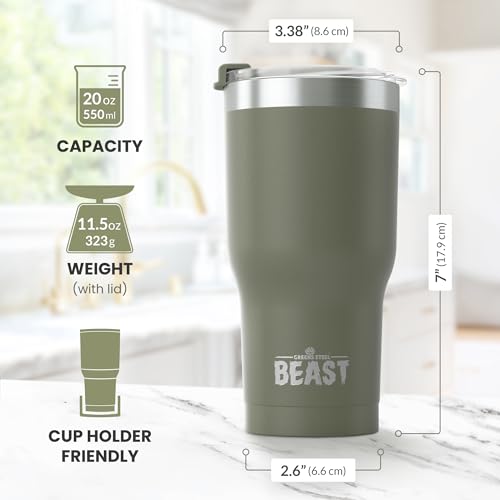 Beast 20 oz Tumbler Stainless Steel Vacuum Insulated Coffee Ice Cup Double Wall Travel Flask