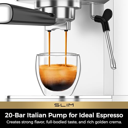 Slim Espresso Machine with Milk Frother for Home Cappuccino & Latte