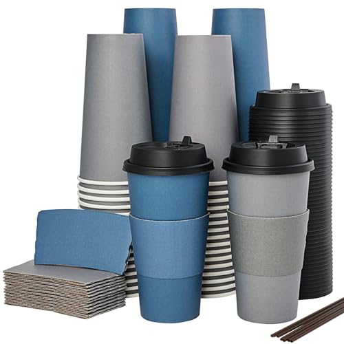 100 Pack 20 oz Disposable Coffee Cups with Lid (100 Count)