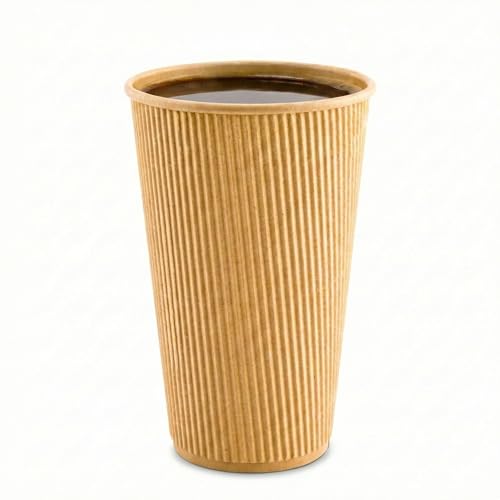 Coffee Cups 500 Pack of 16 oz Ripple Wall Insulated Coffee Cups Non (500 Count)