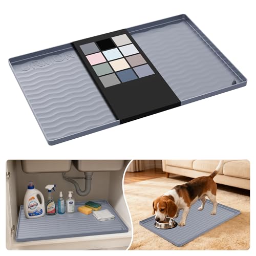 Waterproof Silicone Under Sink Mat 22'' x 14'' Shelf Liner for Kitchen and Bathroom