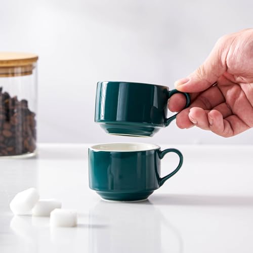 2.5 Ounce Stackable Espresso Cups with Saucers and Metal Stand (4 Count)