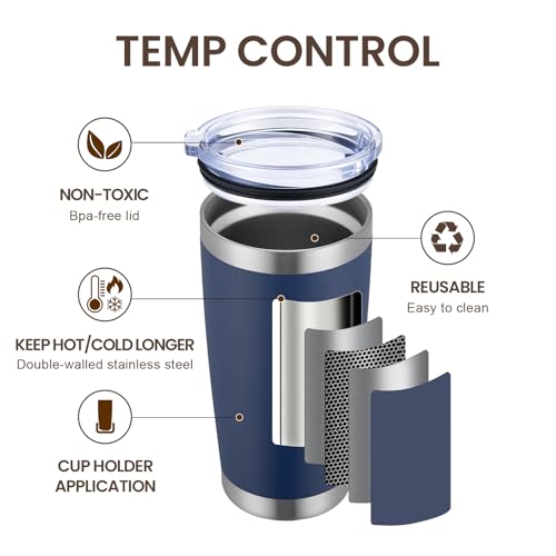 20oz Tumbler 8 Pack Double Wall Vacuum Insulated Travel Mug Bulk (8 Count)