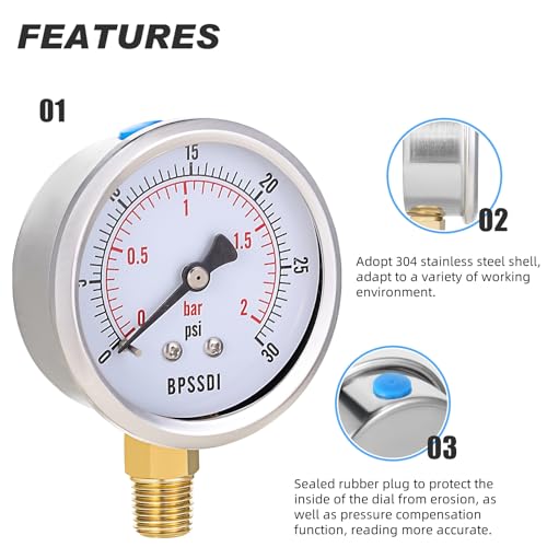 0 30 Psi Low Pressure Gauge