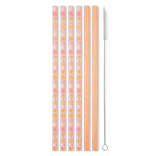 Reusable Straw Set with Cleaning Brush (6 Count)