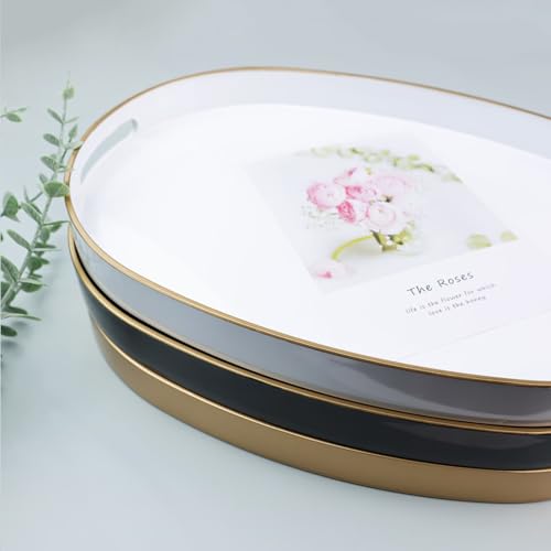 Pink Oval Decorative Tray with Handles