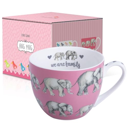 Premium 20 oz Bone China Elephant Hug Mug