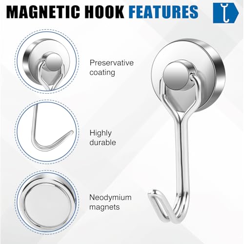 Magnetic Hooks Magnet Hook for Cruise Cabins Fridge 40LBS 6Pack (6 Count)