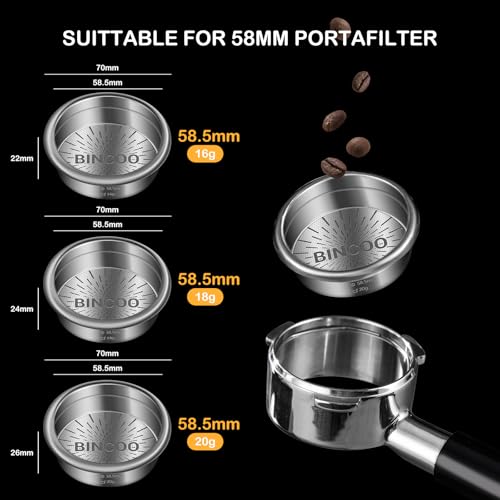 Precision Espresso Filter Basket Compatible with 58mm Espresso Machine Portafilters