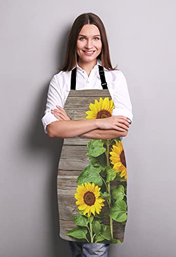 Sunflowers on Wooden Board Apron for Women and Men