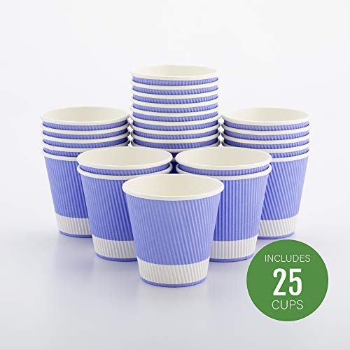 Ripple Wall Coffee Cups 25 Count 8 Ounce Insulated Light Purple Paper Cups