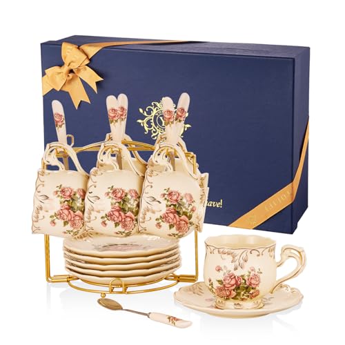 Tea Cups and Saucers Set of 6 (6 Count)